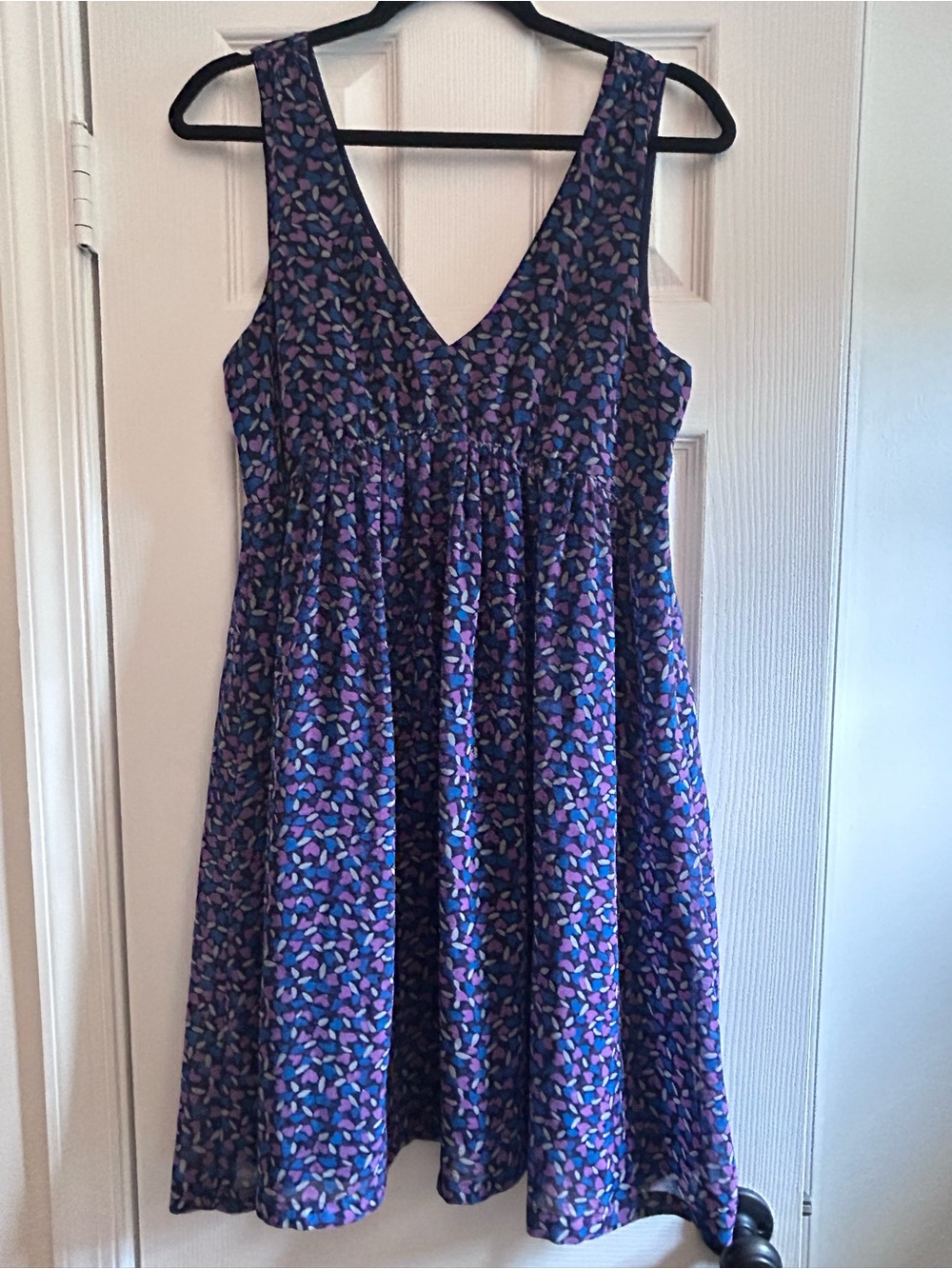 American Eagle Outfitters Purple Blue Pattern Sleeveless V-Neck Dress Size 10